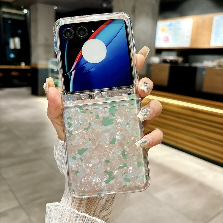 For Motorola Razr 40 Ultra Pearlescent Shell Texture Phone Case(Pink Green) by buy2fix