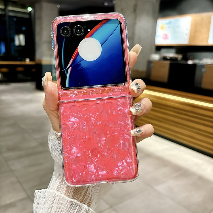 For Motorola Razr 50 Pearlescent Shell Texture Phone Case(Red) by buy2fix