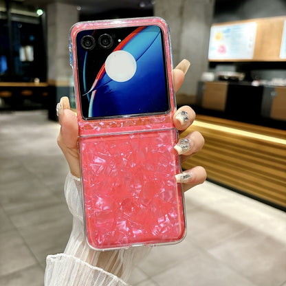 For Motorola Razr 50 Pearlescent Shell Texture Phone Case(Red) by buy2fix