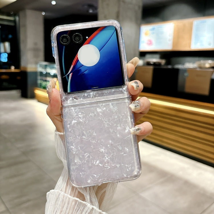 For Motorola Razr 50 Pearlescent Shell Texture Phone Case(Pink) by buy2fix