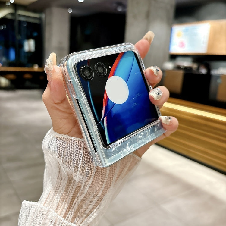 For Motorola Razr 50 Pearlescent Shell Texture Phone Case(Pink Green) by buy2fix