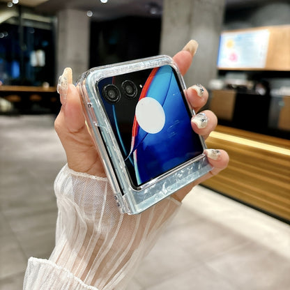 For Motorola Razr 50 Pearlescent Shell Texture Phone Case(Pink Green) by buy2fix