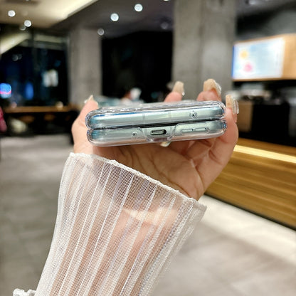 For Motorola Razr 50 Pearlescent Shell Texture Phone Case(Pink Green) by buy2fix