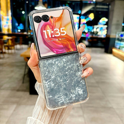 For Motorola Razr 50 Ultra Pearlescent Shell Texture Phone Case(White) by buy2fix