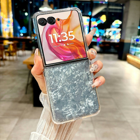 For Motorola Razr 50 Ultra Pearlescent Shell Texture Phone Case(White) by buy2fix