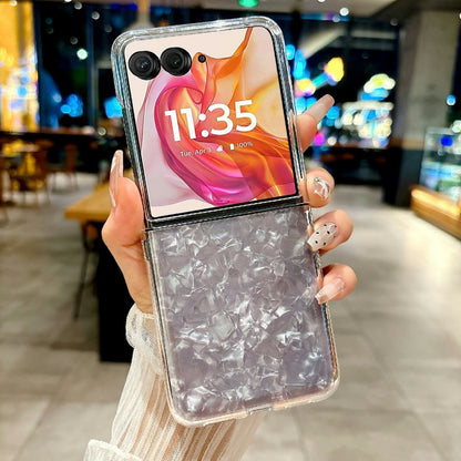 For Motorola Razr 50 Ultra Pearlescent Shell Texture Phone Case(Pink) by buy2fix