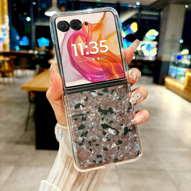 For Motorola Razr 50 Ultra Pearlescent Shell Texture Phone Case(Pink Green) by buy2fix