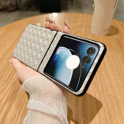 For Motorola Razr 50 Woven Texture Folding PU Phone Case(Silver) by buy2fix