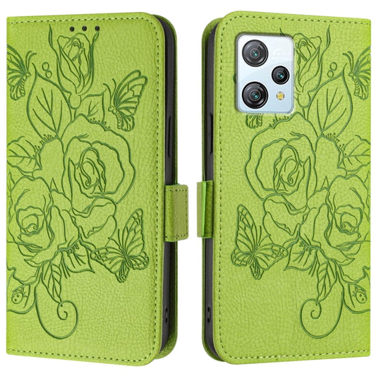 For Blackview A53 Embossed Rose RFID Anti-theft Leather Phone Case(Green) - More Brand by buy2fix | Online Shopping UK | buy2fix