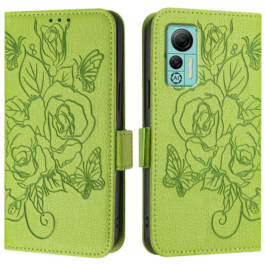 For Ulefone Note 14 Embossed Rose RFID Anti-theft Leather Phone Case(Green) by buy2fix