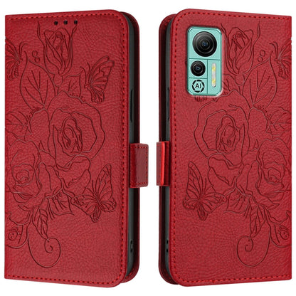 For Ulefone Note 14 Embossed Rose RFID Anti-theft Leather Phone Case(Red) by buy2fix