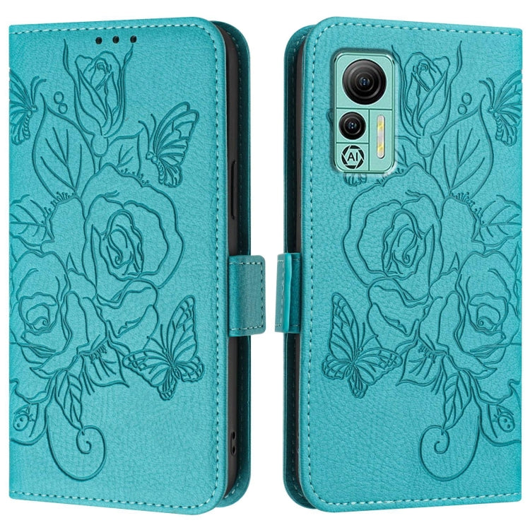 For Ulefone Note 14 Embossed Rose RFID Anti-theft Leather Phone Case(Light Blue) by buy2fix