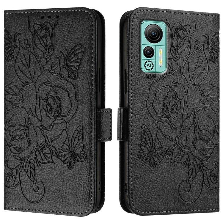 For Ulefone Note 14 Embossed Rose RFID Anti-theft Leather Phone Case(Black) by buy2fix