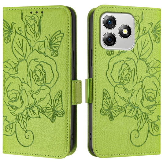 For Ulefone Note 18 Ultra Embossed Rose RFID Anti-theft Leather Phone Case(Green) by buy2fix
