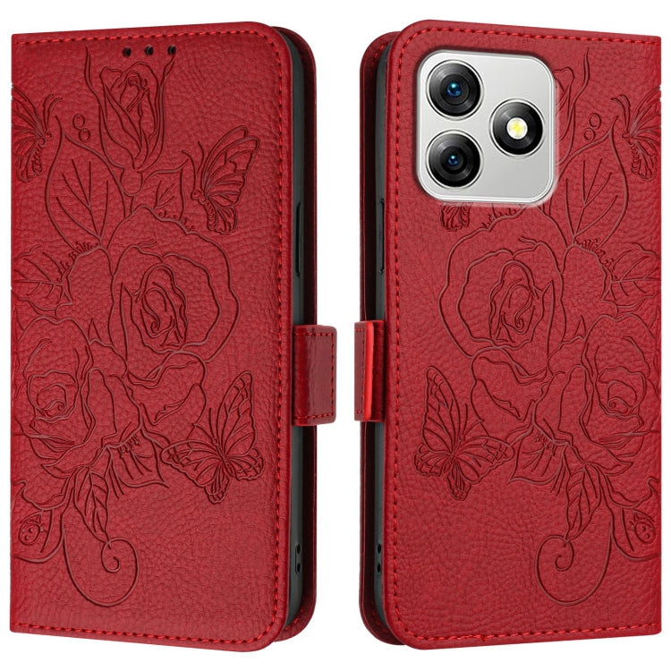For Ulefone Note 18 Ultra Embossed Rose RFID Anti-theft Leather Phone Case(Red) by buy2fix