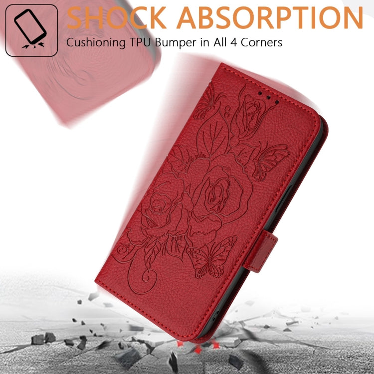 For Ulefone Note 18 Ultra Embossed Rose RFID Anti-theft Leather Phone Case(Red) by buy2fix