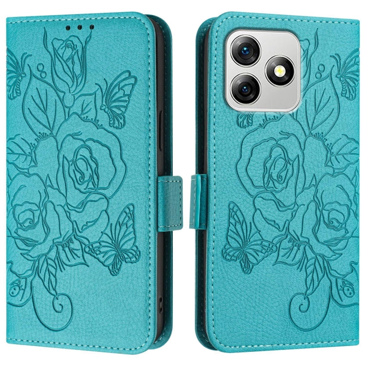 For Ulefone Note 18 Ultra Embossed Rose RFID Anti-theft Leather Phone Case(Light Blue) by buy2fix