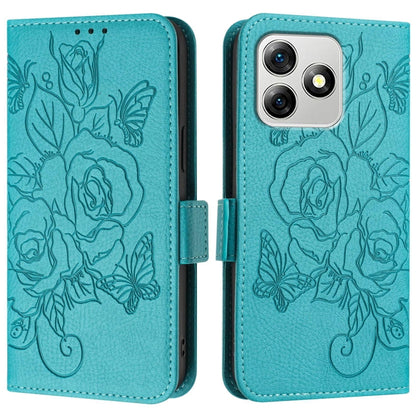 For Ulefone Note 18 Ultra Embossed Rose RFID Anti-theft Leather Phone Case(Light Blue) by buy2fix