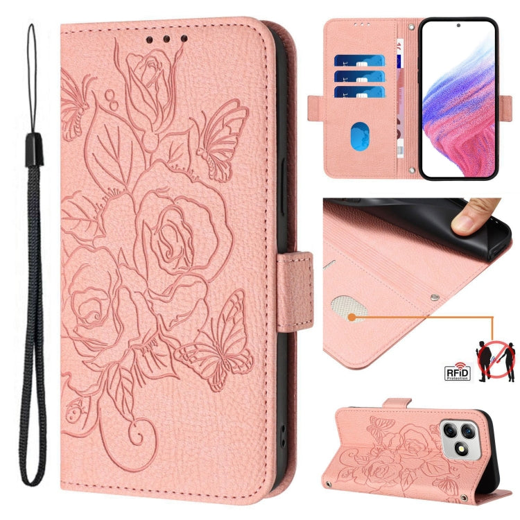 For Ulefone Note 18 Ultra Embossed Rose RFID Anti-theft Leather Phone Case(Pink) by buy2fix
