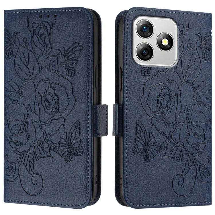 For Ulefone Note 18 Ultra Embossed Rose RFID Anti-theft Leather Phone Case(Dark Blue) by buy2fix