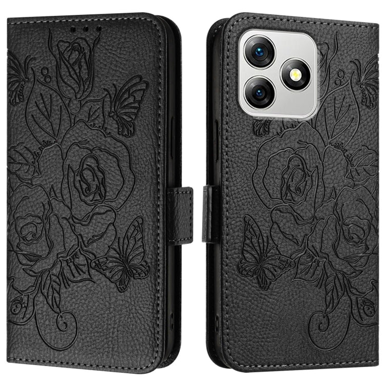 For Ulefone Note 18 Ultra Embossed Rose RFID Anti-theft Leather Phone Case(Black) by buy2fix