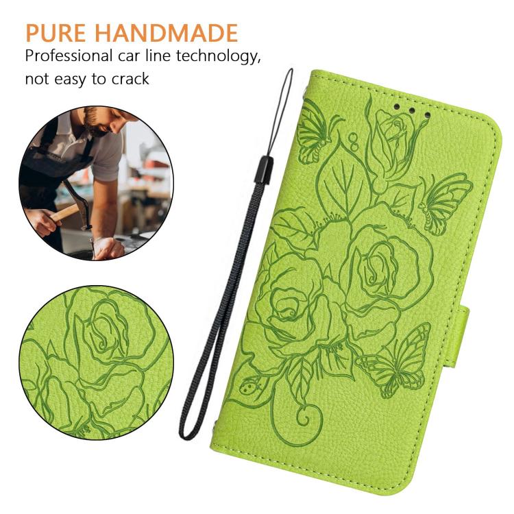For Google Pixel 10 5G / 10 Pro 5G Global Embossed Rose RFID Anti-theft Leather Phone Case(Green) - Google Cases by buy2fix | Online Shopping UK | buy2fix