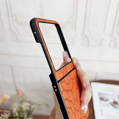 For Motorola Razr 50 Impression Flower Pattern Protective Phone Case(Orange) by buy2fix