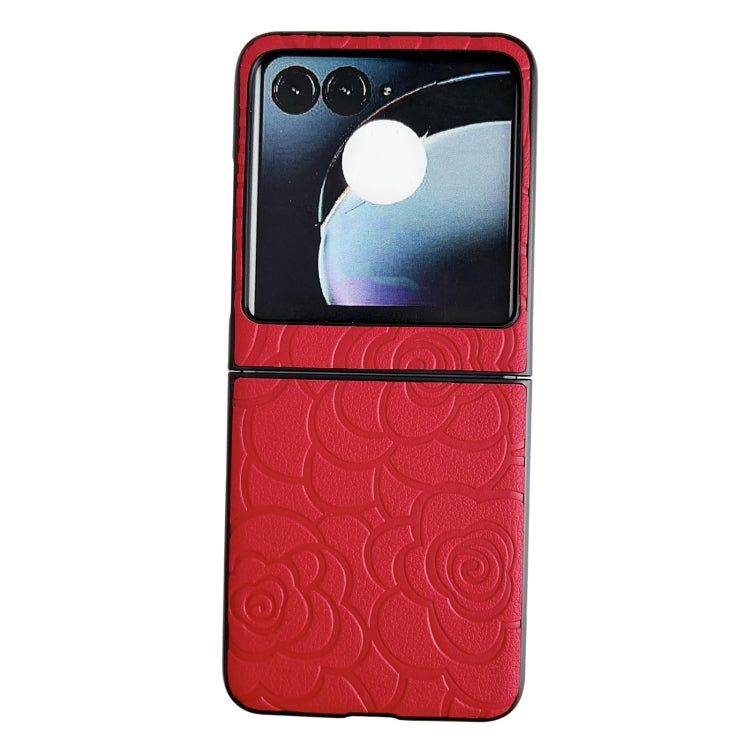 For Motorola Razr 50 Impression Flower Pattern Protective Phone Case(Red) by buy2fix