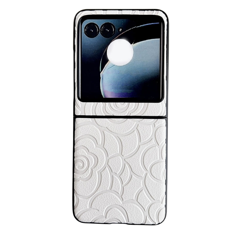 For Motorola Razr 50 Impression Flower Pattern Protective Phone Case(White) by buy2fix