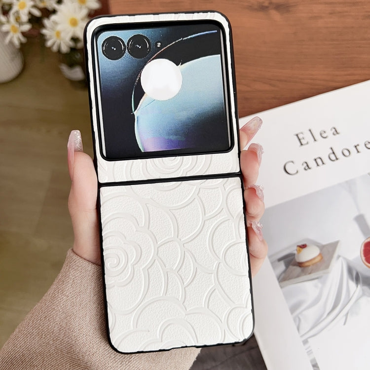 For Motorola Razr 50 Impression Flower Pattern Protective Phone Case(White) by buy2fix