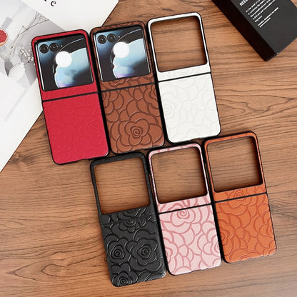 For Motorola Razr 50 Impression Flower Pattern Protective Phone Case(Black) by buy2fix