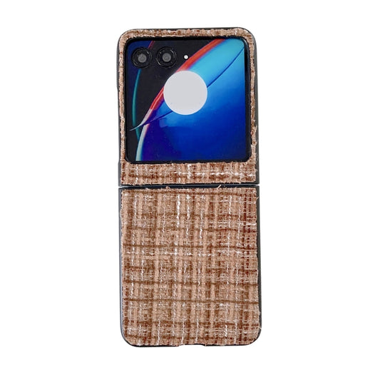 For Motorola Razr 50 Fabric Folding PC Phone Case(Brown) by buy2fix