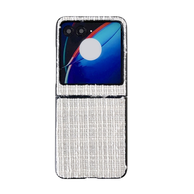 For Motorola Razr 50 Fabric Folding PC Phone Case(White) by buy2fix