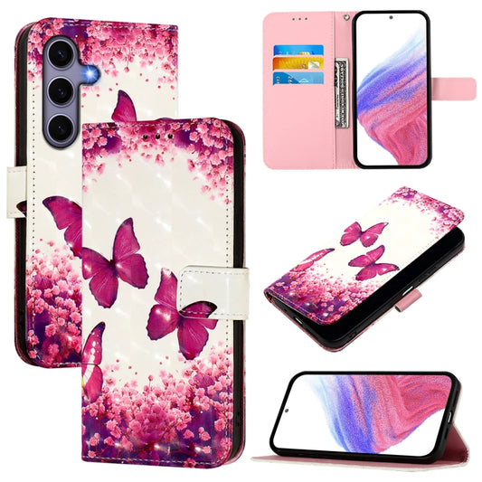 For Samsung Galaxy S25 5G 3D Painting Horizontal Flip Leather Phone Case(Rose Butterfly) by buy2fix