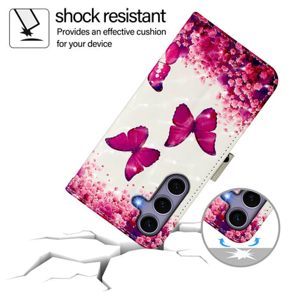 For Samsung Galaxy S25 5G 3D Painting Horizontal Flip Leather Phone Case(Rose Butterfly) by buy2fix