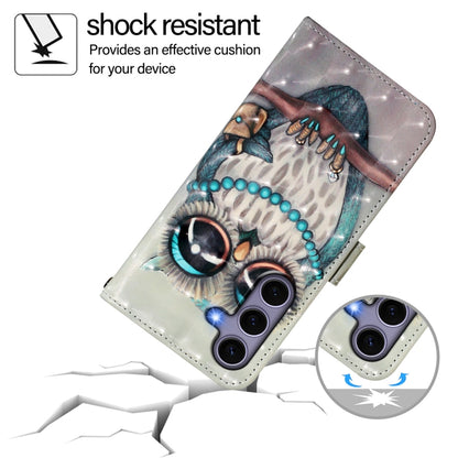 For Samsung Galaxy S25 5G 3D Painting Horizontal Flip Leather Phone Case(Grey Owl) by buy2fix