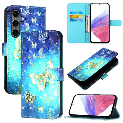 For Samsung Galaxy S25+ 5G 3D Painting Horizontal Flip Leather Phone Case(Golden Butterfly) by buy2fix