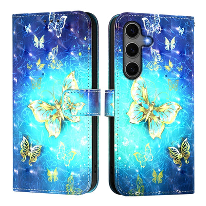 For Samsung Galaxy S25+ 5G 3D Painting Horizontal Flip Leather Phone Case(Golden Butterfly) by buy2fix