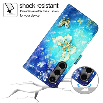 For Samsung Galaxy S25+ 5G 3D Painting Horizontal Flip Leather Phone Case(Golden Butterfly) by buy2fix