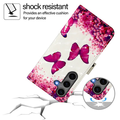 For Samsung Galaxy S25+ 5G 3D Painting Horizontal Flip Leather Phone Case(Rose Butterfly) by buy2fix