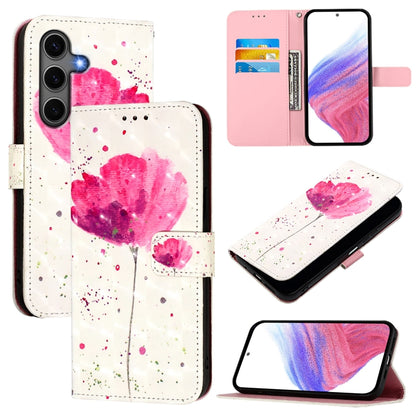 For Samsung Galaxy S25+ 5G 3D Painting Horizontal Flip Leather Phone Case(Flower) by buy2fix