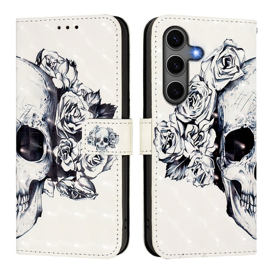 For Samsung Galaxy S25+ 5G 3D Painting Horizontal Flip Leather Phone Case(Skull) by buy2fix