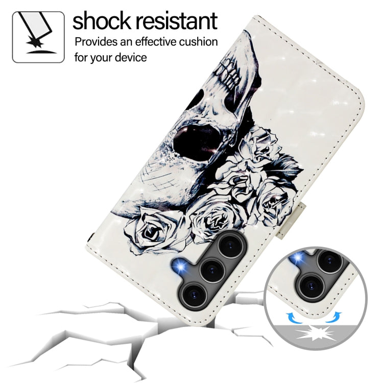 For Samsung Galaxy S25+ 5G 3D Painting Horizontal Flip Leather Phone Case(Skull) by buy2fix
