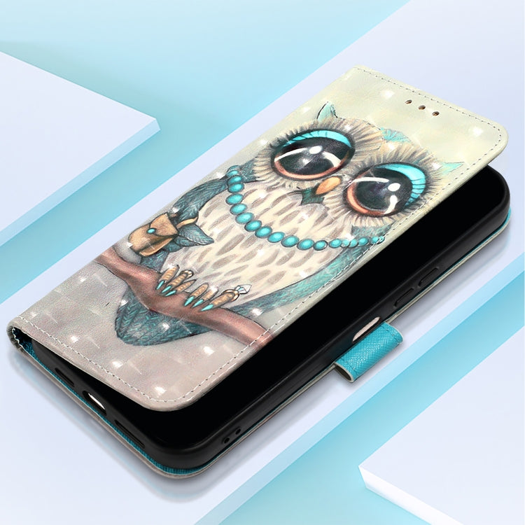 For Samsung Galaxy S25+ 5G 3D Painting Horizontal Flip Leather Phone Case(Grey Owl) by buy2fix