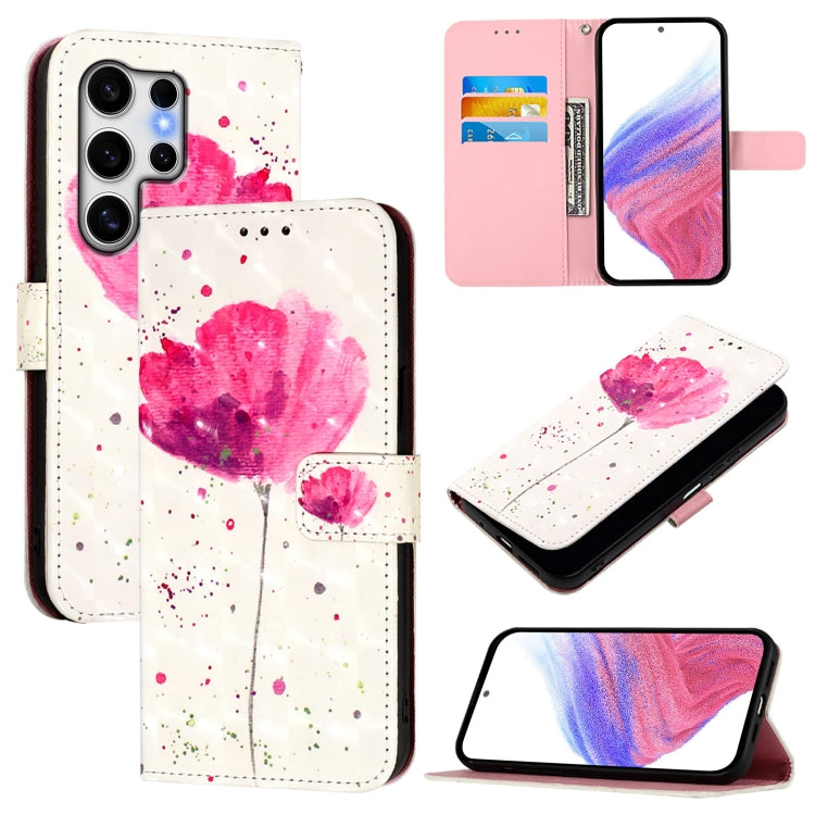 For Samsung Galaxy S25 Ultra 5G 3D Painting Horizontal Flip Leather Phone Case(Flower) by buy2fix