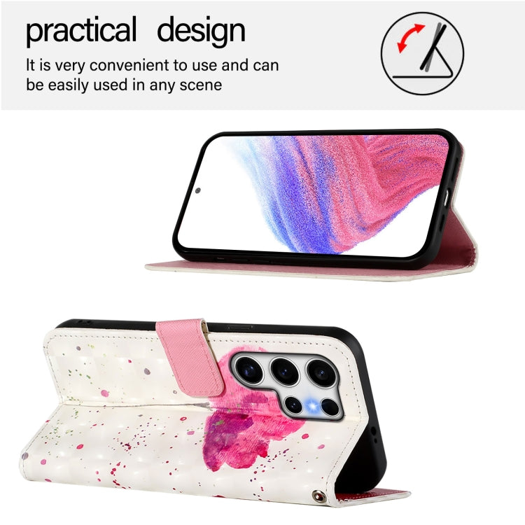 For Samsung Galaxy S25 Ultra 5G 3D Painting Horizontal Flip Leather Phone Case(Flower) by buy2fix
