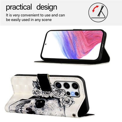 For Samsung Galaxy S25 Ultra 5G 3D Painting Horizontal Flip Leather Phone Case(Skull) by buy2fix