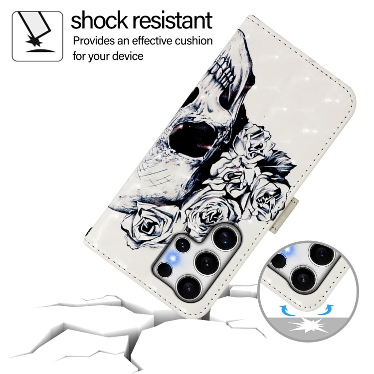For Samsung Galaxy S25 Ultra 5G 3D Painting Horizontal Flip Leather Phone Case(Skull) by buy2fix