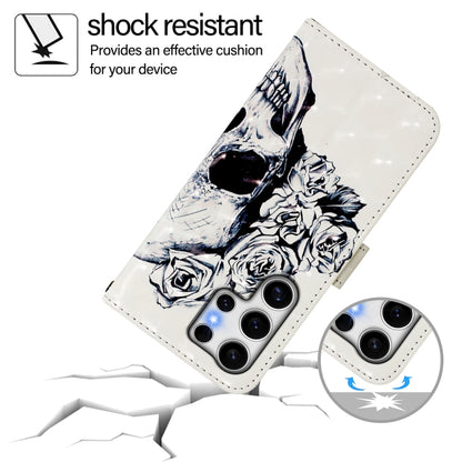 For Samsung Galaxy S25 Ultra 5G 3D Painting Horizontal Flip Leather Phone Case(Skull) by buy2fix