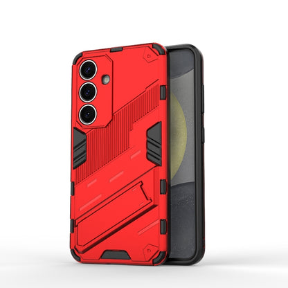 For Samsung Galaxy S25 5G Punk Armor 2 in 1 PC + TPU Shockproof Phone Case with Invisible Holder(Red) by buy2fix